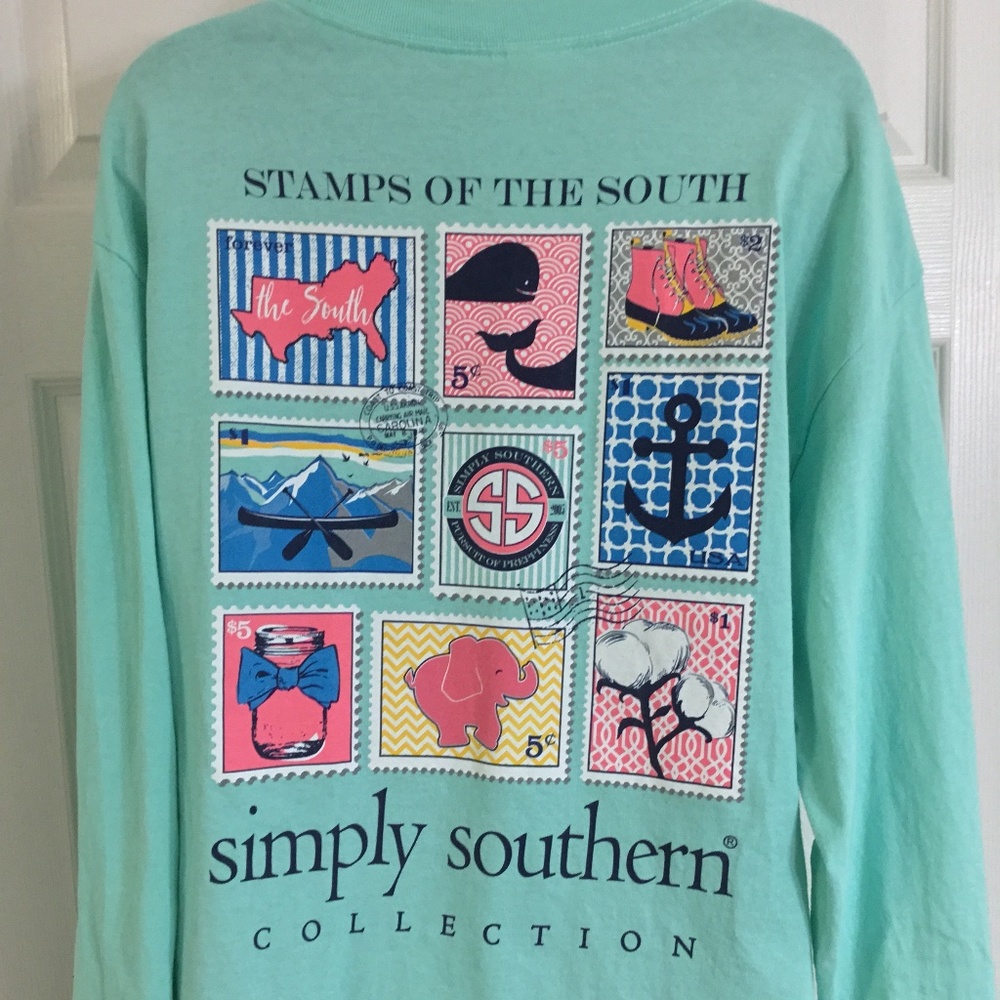 Simply Southern Long Sleeve Stamps of the South Graphic T-Shirt